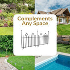 sunnydaze gothic arch decorative garden fence panels, black, side view