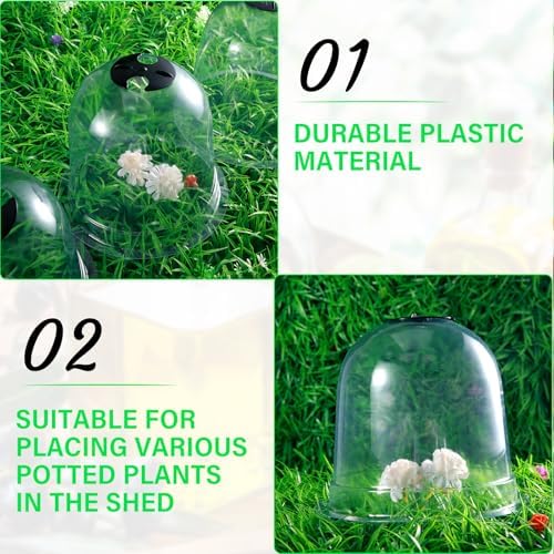 zopeal 20 pcs large garden cloche humidity plant, close-up detail