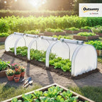 outsunny mini greenhouse 177.2" x 39.4" x 31.5" shown in use