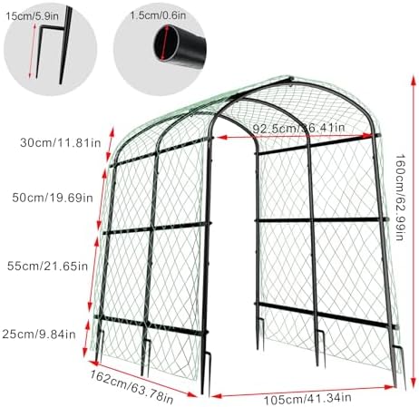 unho 63inch garden trellis arch: for climbing plants shown in use