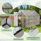 greenhouse for outdoors, heavy-duty polycarbonate greenhouse 6x12 ft, side view