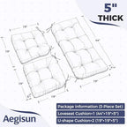 wicker chair cushions of 3 pieces, waterproof cushions shown in use