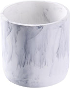 Ekirlin 6 Inch Resin Plant Pot Indoor - Natural Marble Texture Garden Planter with Drainage Hole, Removable Rubber Stopper and Non-Slip Soft Pad, Modern Succulents Containers for Home, Outdoor