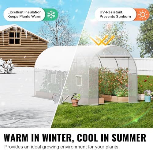 vevor walk-in tunnel greenhouse, 9.6x6.4x6.2 ft hoop house, side view