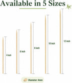 100 PCS Natural Bamboo Skewers, 4/6/8/10/12 Inch 4mm Thick Heavy Duty BBQ Sticks for Grilling, Kabob, Cocktail, Fruit, Chocolate Fountain, Crafting, Party (12 inch)
