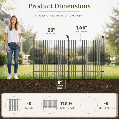 no dig garden fence outdoor for yard, 32in shown in use