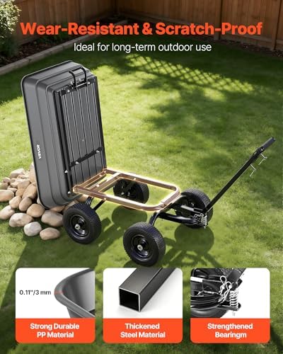 vevor 7 cu.ft 1200lbs poly garden cart dump, front angle view