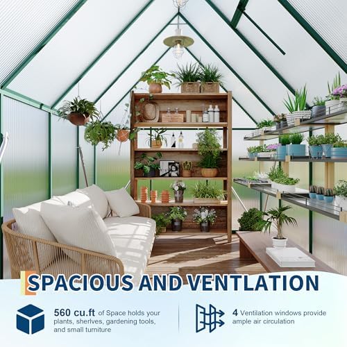 6'x7' aluminum-framed polycarbonate greenhouse, heavy duty polycarbonate greenhouse, close-up detail