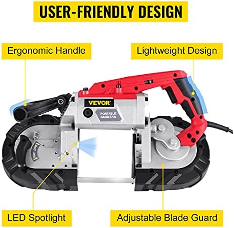 vevor portable band saw, 5inch cutting capacity corded, side view
