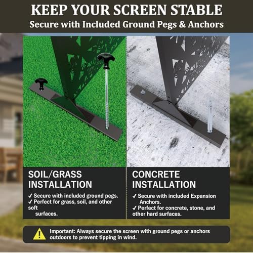 metal privacy screen outdoor 6ft – freestanding laser, package contents