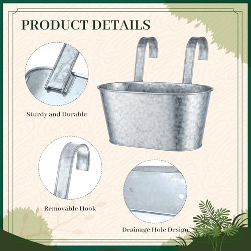 hanging flower pots planters for outdoor, silver, side view