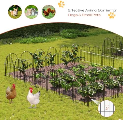 ghwie decorative garden fence, rustproof metal, no dig, side view