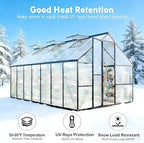 8x10 ft outdoor greenhouse with roof vent, charcoal, view 9