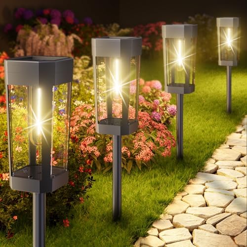 Solar Pathway Lights Outdoor – 8 Pack Solar Powered Garden Pathway Lights - IP65 Waterproof LED Landscape Lighting for Walkway Patio Lawn Yard Porch Decor