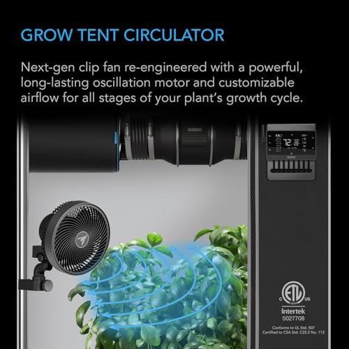 ac infinity cloudray s6 grow tent oscillating clip shown in use