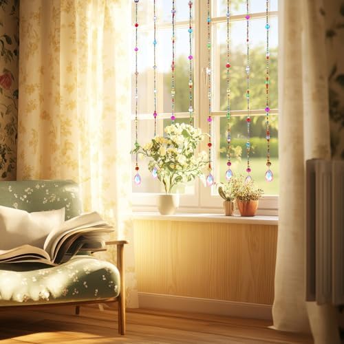 suncalla 12 pcs crystal suncatcher for window, classic showing dimensions