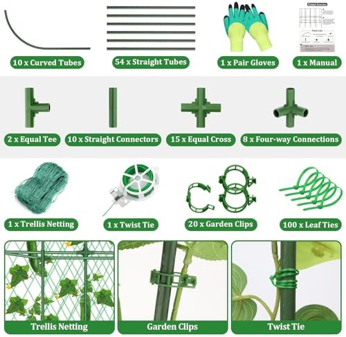 cucumber trellis for raised bed 5.4x5.5ft u-shape adjust showing dimensions