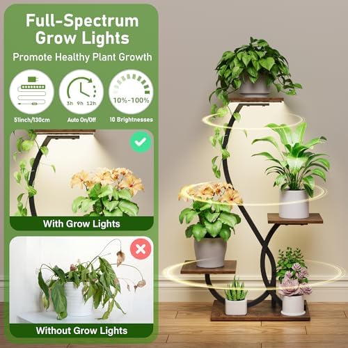 bacekoll plant stand with grow lights 4 tier, close-up detail