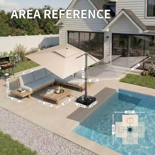 13 ft cantilever patio umbrella outdoor with lights, side view