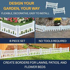 skymall 8-piece solar garden border fence with corner, close-up detail