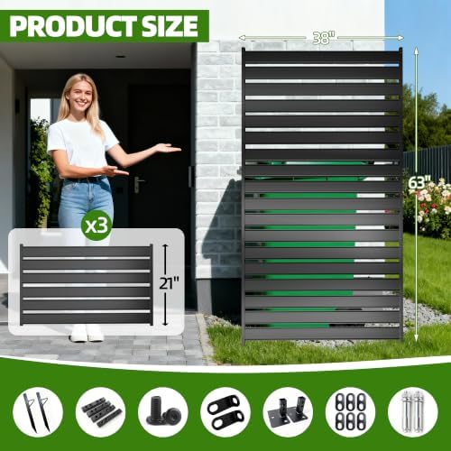 privacy fence screen for ac & trash, 63" shown in use