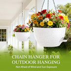 12 inch hanging baskets 2 pc with chains showing dimensions