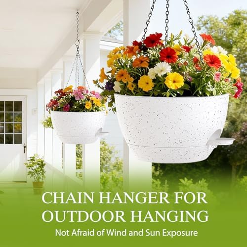 12 inch hanging baskets 2 pc with chains showing dimensions