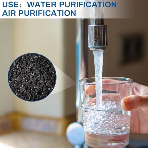 timgle 25 lbs activated charcoal bulk coconut granular showing dimensions