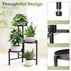 3 tier corner plant stand indoor outdoor, metal, close-up detail