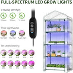 sunyrisy 4 tier indoor/outdoor greenhouse with grow lights, side view