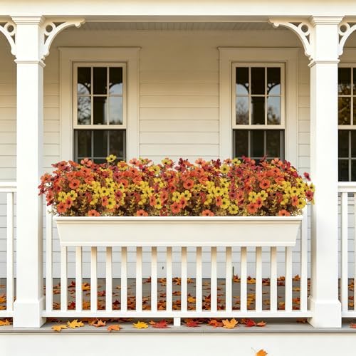 36 bundles artificial fall flowers for outdoors faux, close-up detail