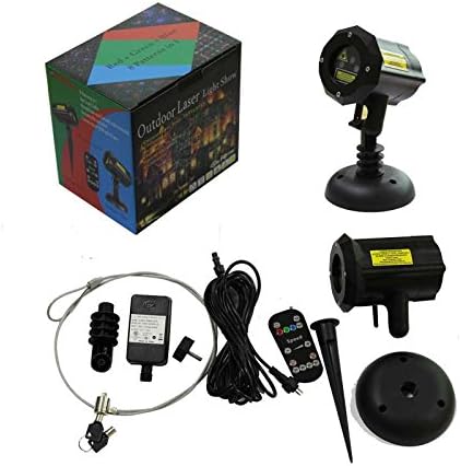 Motion 8 Patterns in 1 Red, Green, and Blue Outdoor Christmas Laser Lights Projector with remote control and Security Lock