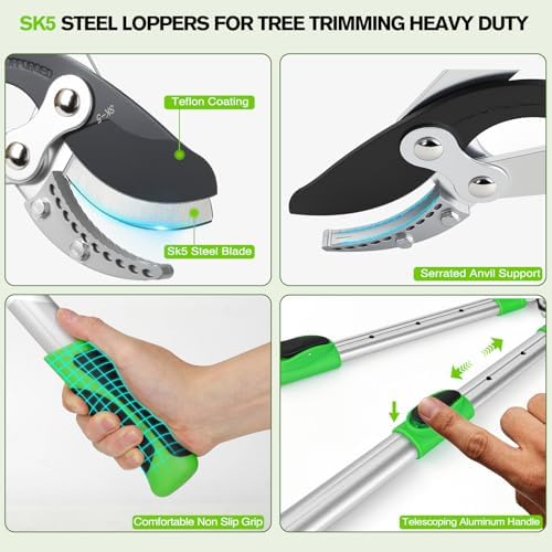 loppers for tree trimming heavy duty with compound, close-up detail