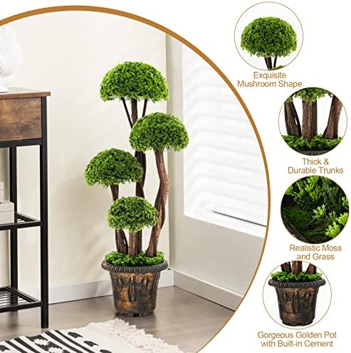 goplus artificial cypress topiary ball tree, 3 ft showing dimensions