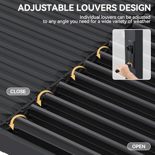 aoxun louvered pergola 10x12, 3.8" thick posts, 82.5, view 11