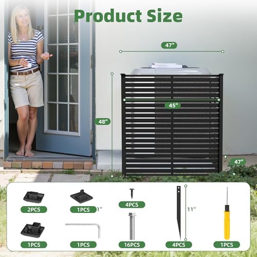 47" w x 48" h air conditioner fence shown in use