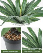 velener artificial agave plant in black pot with, close-up detail