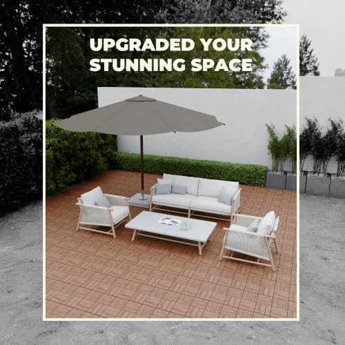 jurax interlocking wood deck tiles, 10pcs patio flooring, view 9