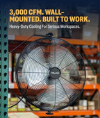 newair 18" wall mount fan, heavy duty industrial shown in use