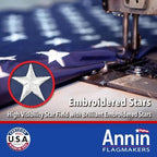 annin flagmakers (2720) tough-tex american flag, made in, close-up detail