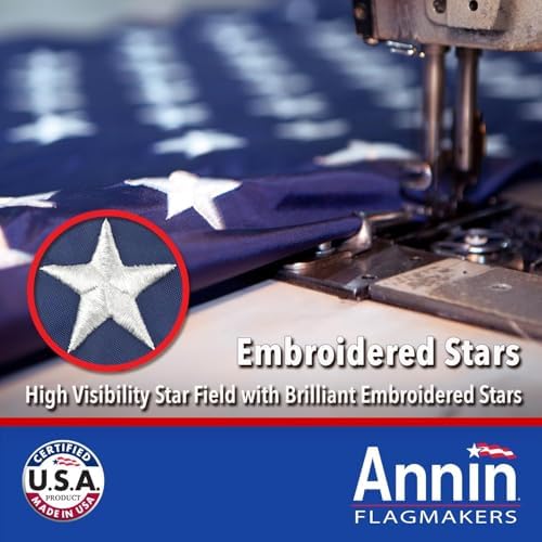 annin flagmakers (2720) tough-tex american flag, made in, close-up detail