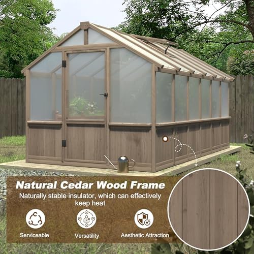 bluewish 8x12 ft greenhouse for outdoors, wood green, package contents