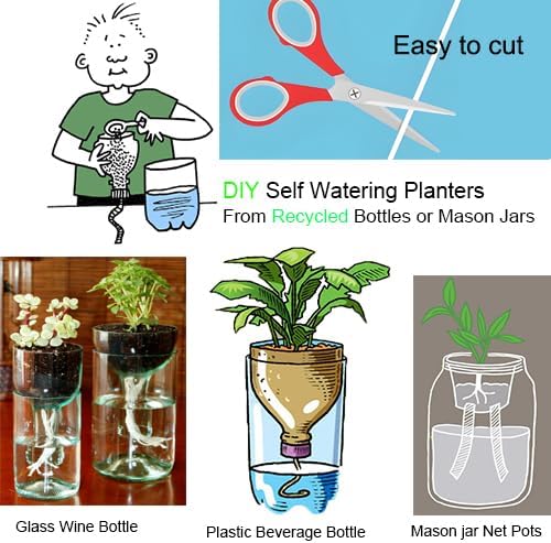 ORIMERC 50 Feet 1/4 Inch Self Watering Wick Cord, Wicking Rope for Plants Caring, Plant Wicks for Self Watering, Plant Wicks for Plants Bottom Watering Automatic Water System Device Tomatoes Vacation