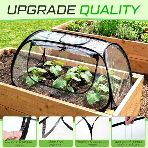 raised garden bed foldable clear pvc greenhouse covers showing dimensions