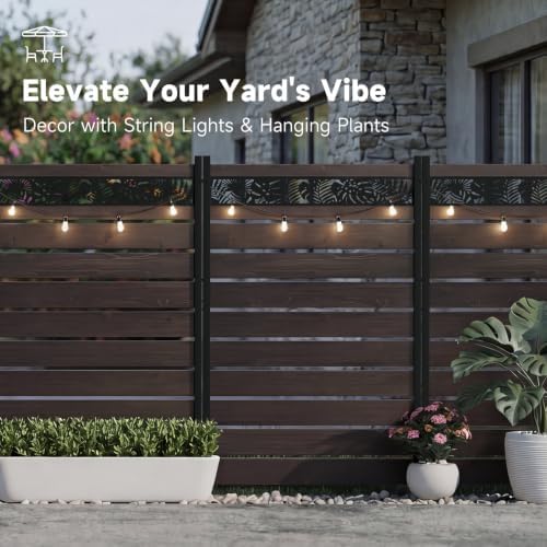wooden privacy fence screen,outdoor trash can and air, front angle view