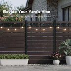 wooden privacy fence screen,outdoor trash can and air, front angle view