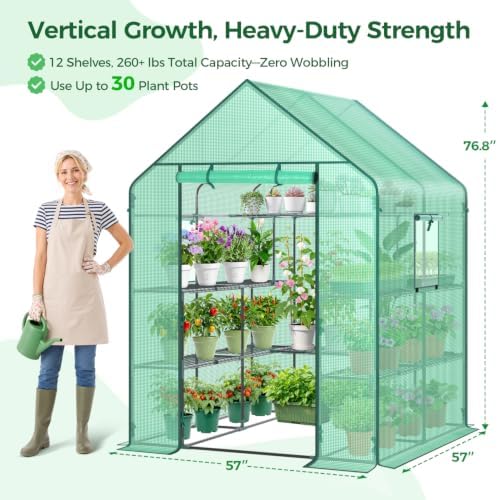 greenhouse for outdoors with screen windows, ohuhu upgraded, close-up detail