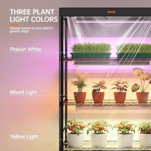bstrip indoor greenhouse with grow light, 5-tier 47.2x17.8x71in showing dimensions