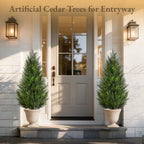 4ft artificial cedar trees, set of 2 faux showing dimensions