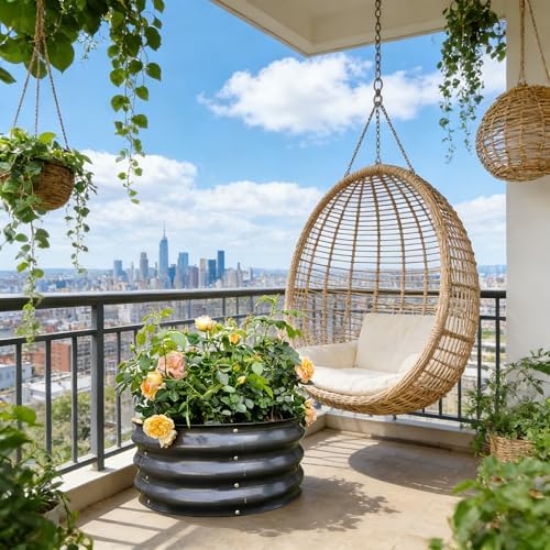 gardmax 2x2x1ft galvanized round raised garden bed kit, front angle view